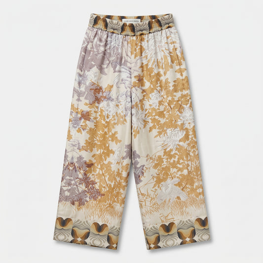 PIERRE LOUIS MASCIA Golden Brown Printed Wide-Leg Trousers