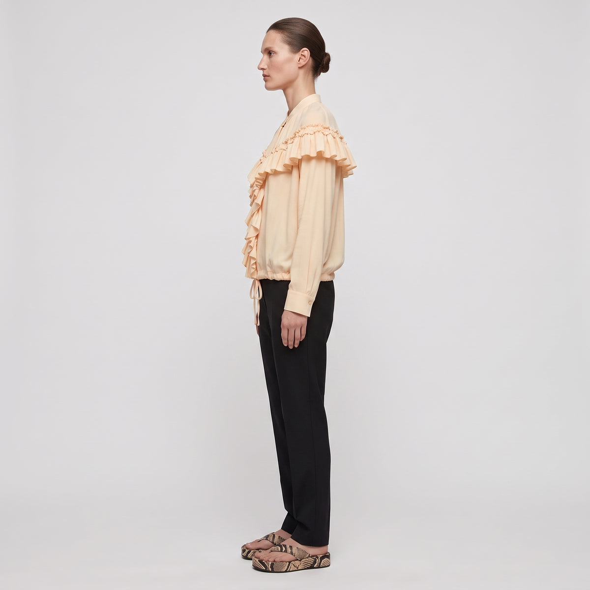 Ivory Ruffled Silk Blouse