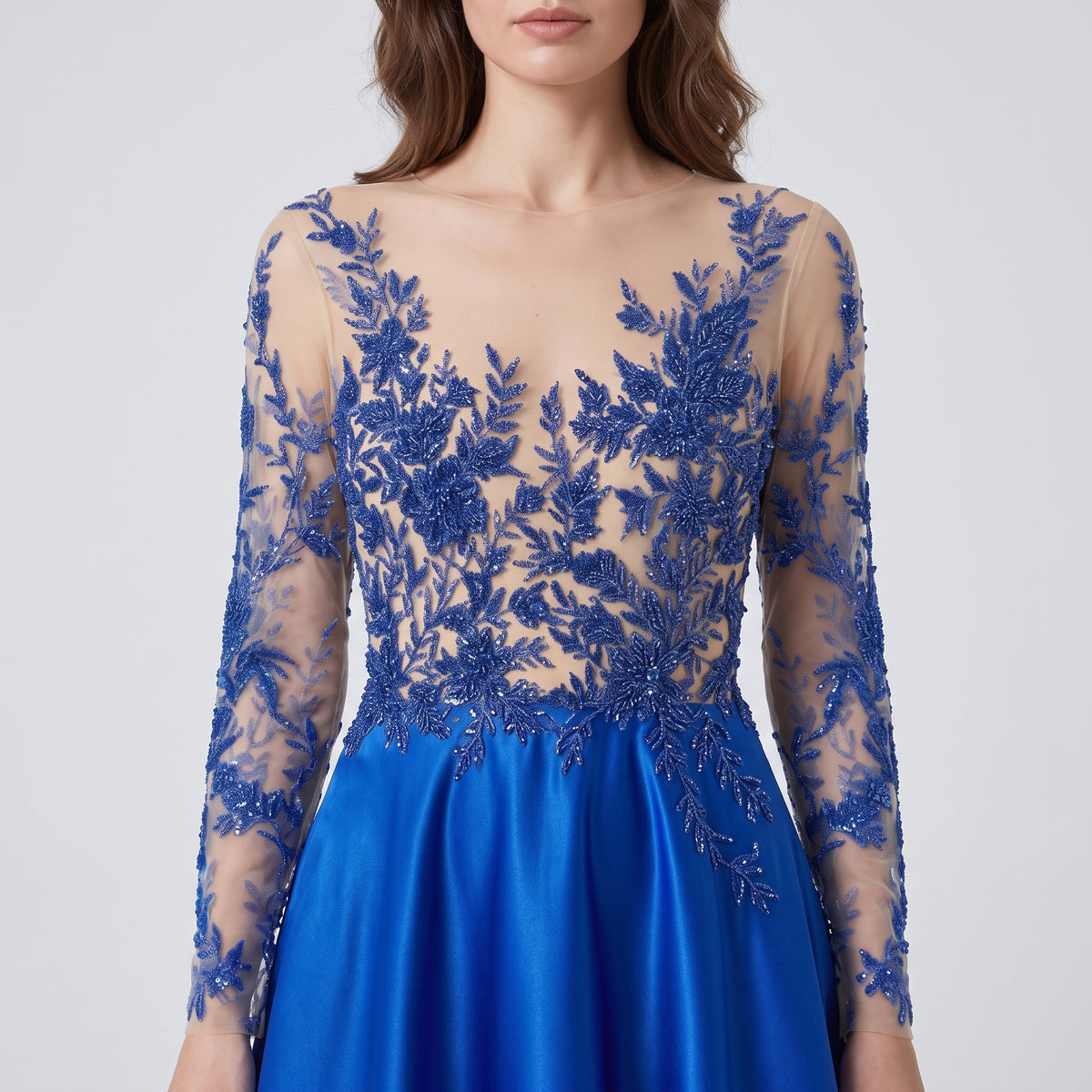 Royal Blue Embellished Evening Gown