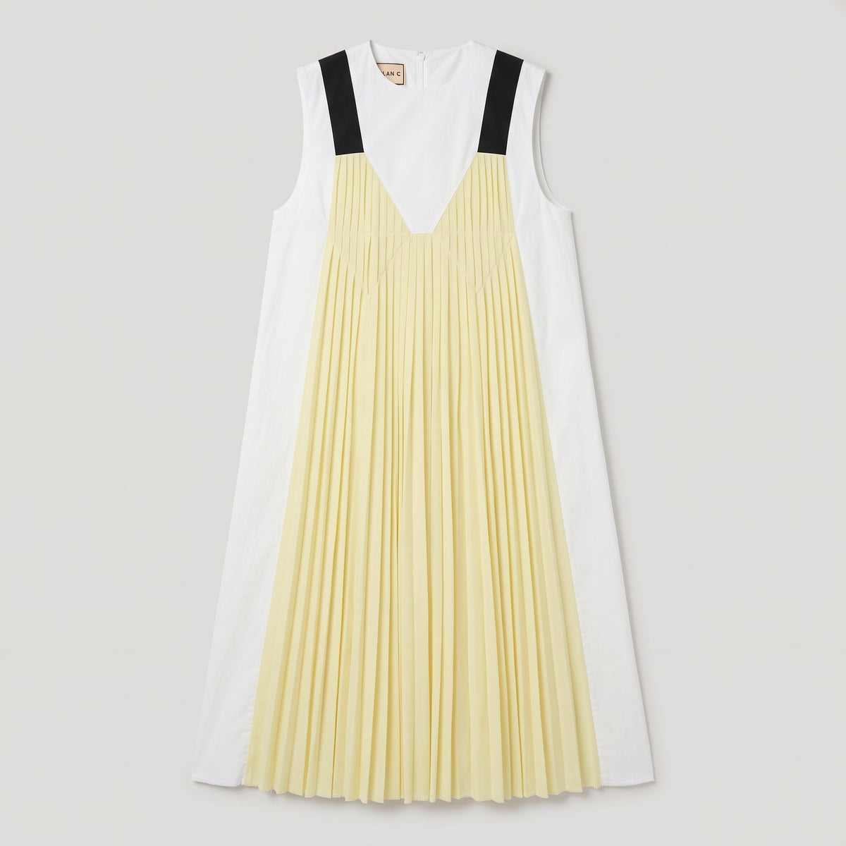 Pleated Color-Block Long Dress