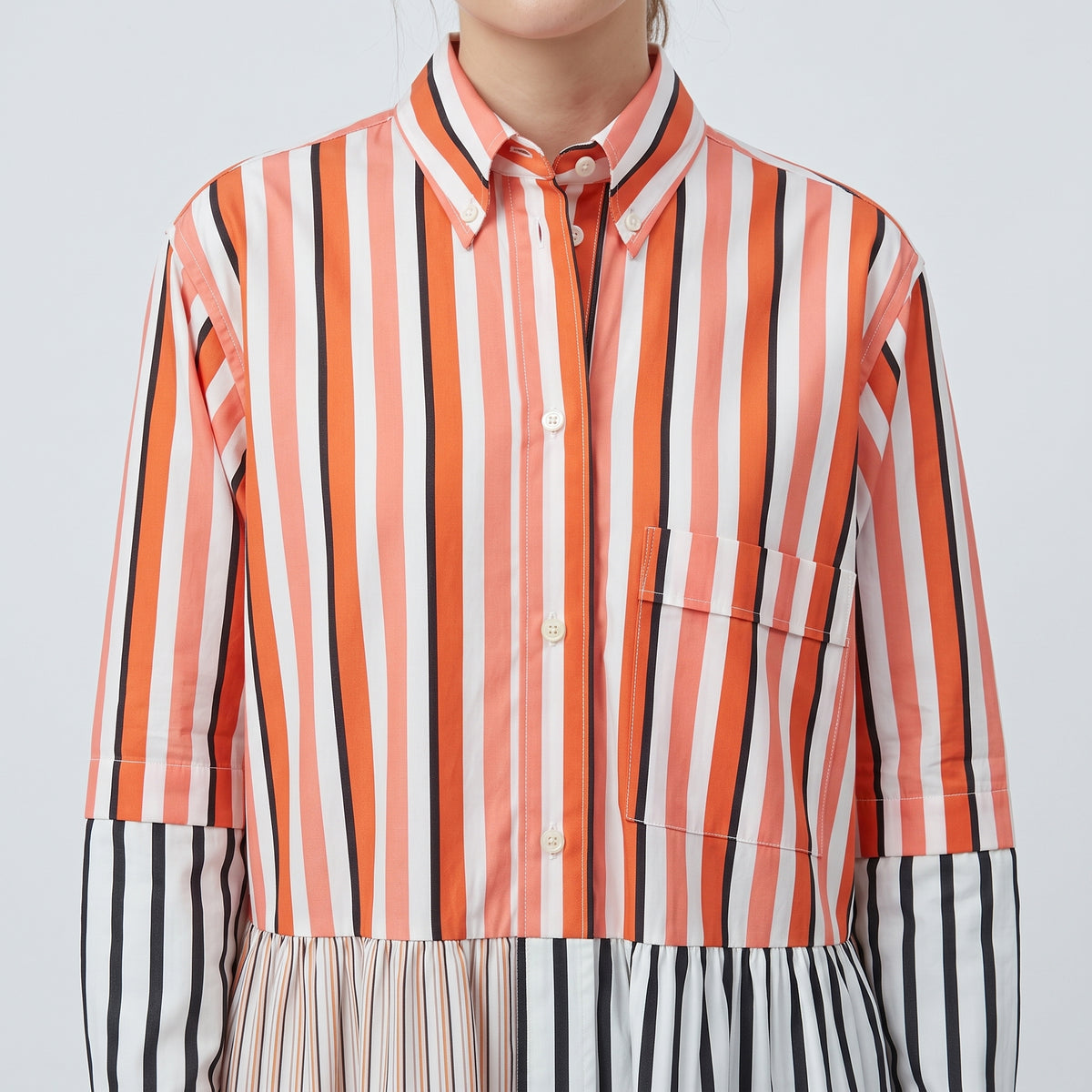 PLAN C Multi Striped Cotton Shirt Dress - view 2