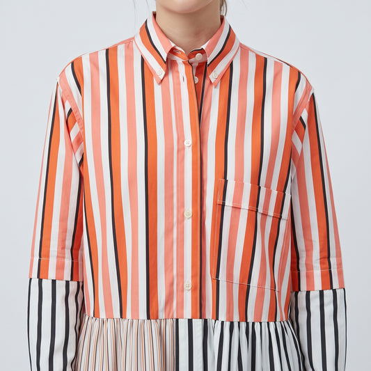 PLAN C Multi Striped Cotton Shirt Dress - view 2