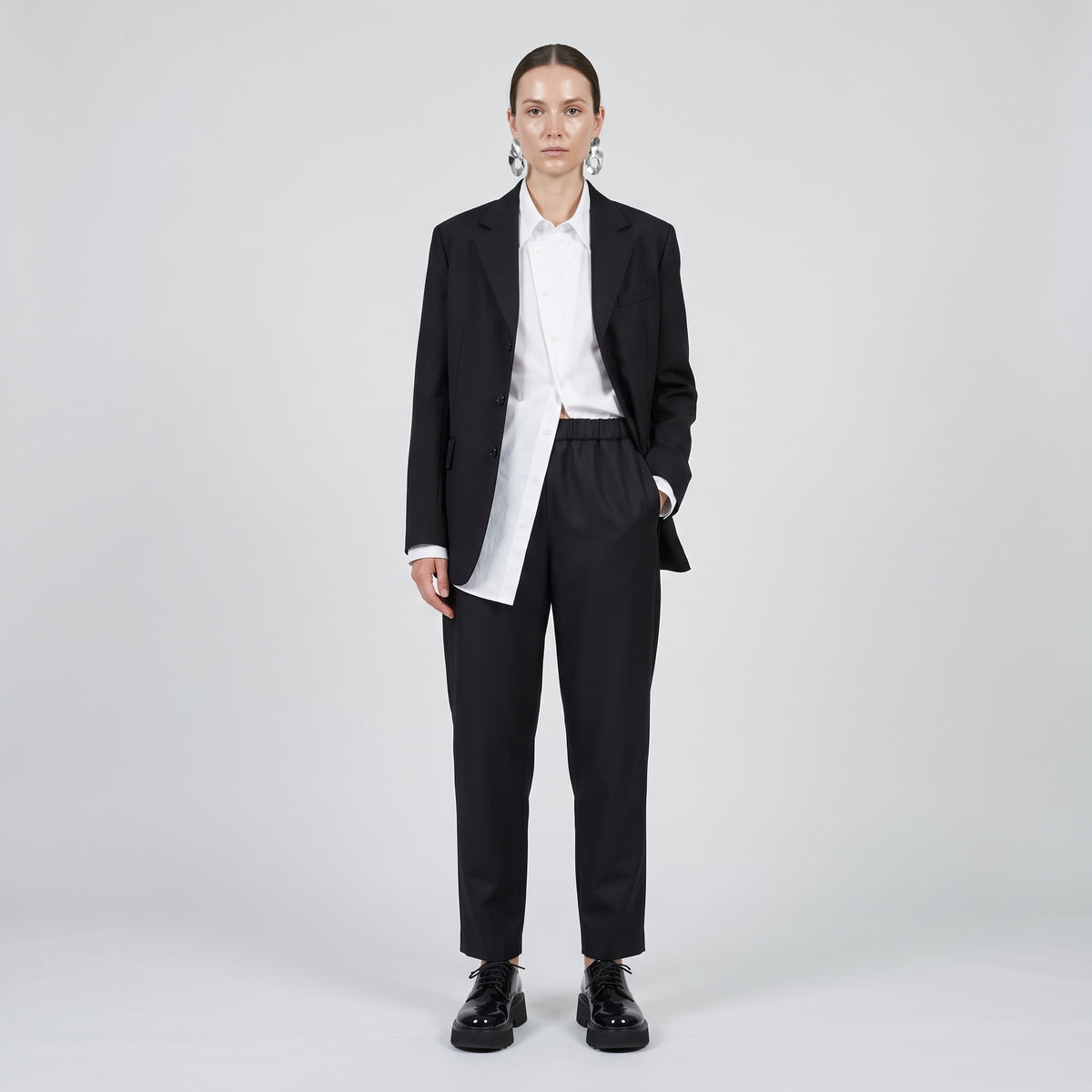 Relaxed Fit Black Tailored Pants