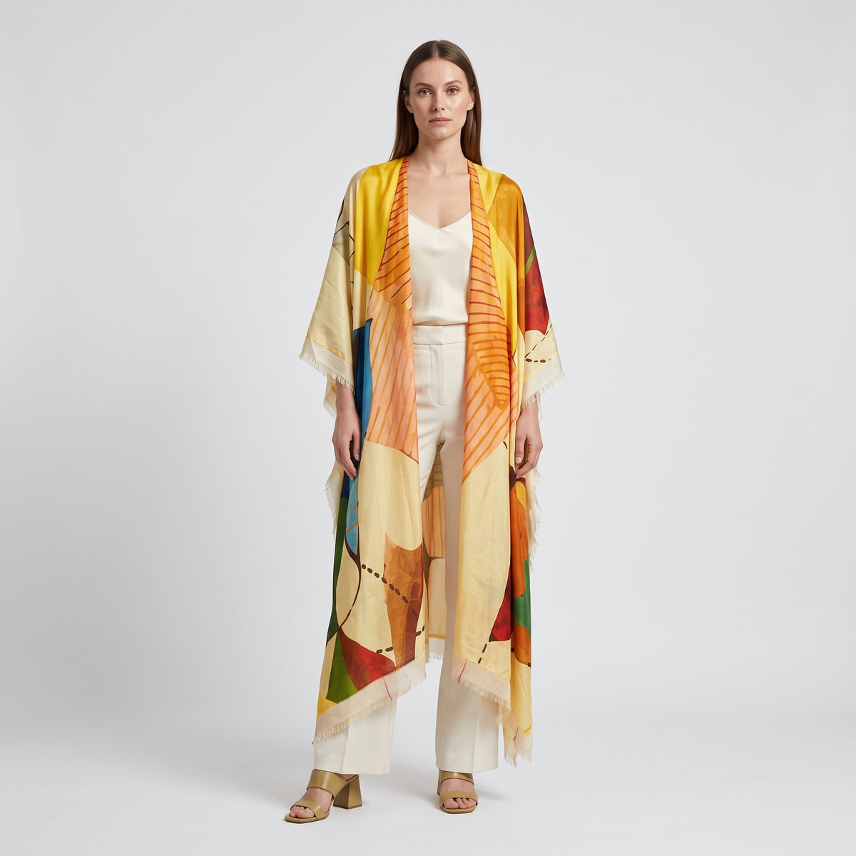 MAISON PASSAGE Abstract Print Geometric Kimono - view 3