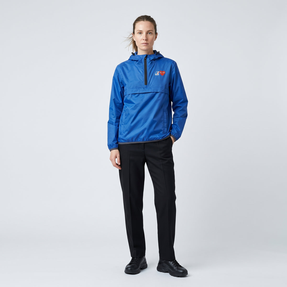 PLAY COMME DES GARCONS Blue Half-Zip Hooded Jacket KWAY X CDG PLAY - view 3