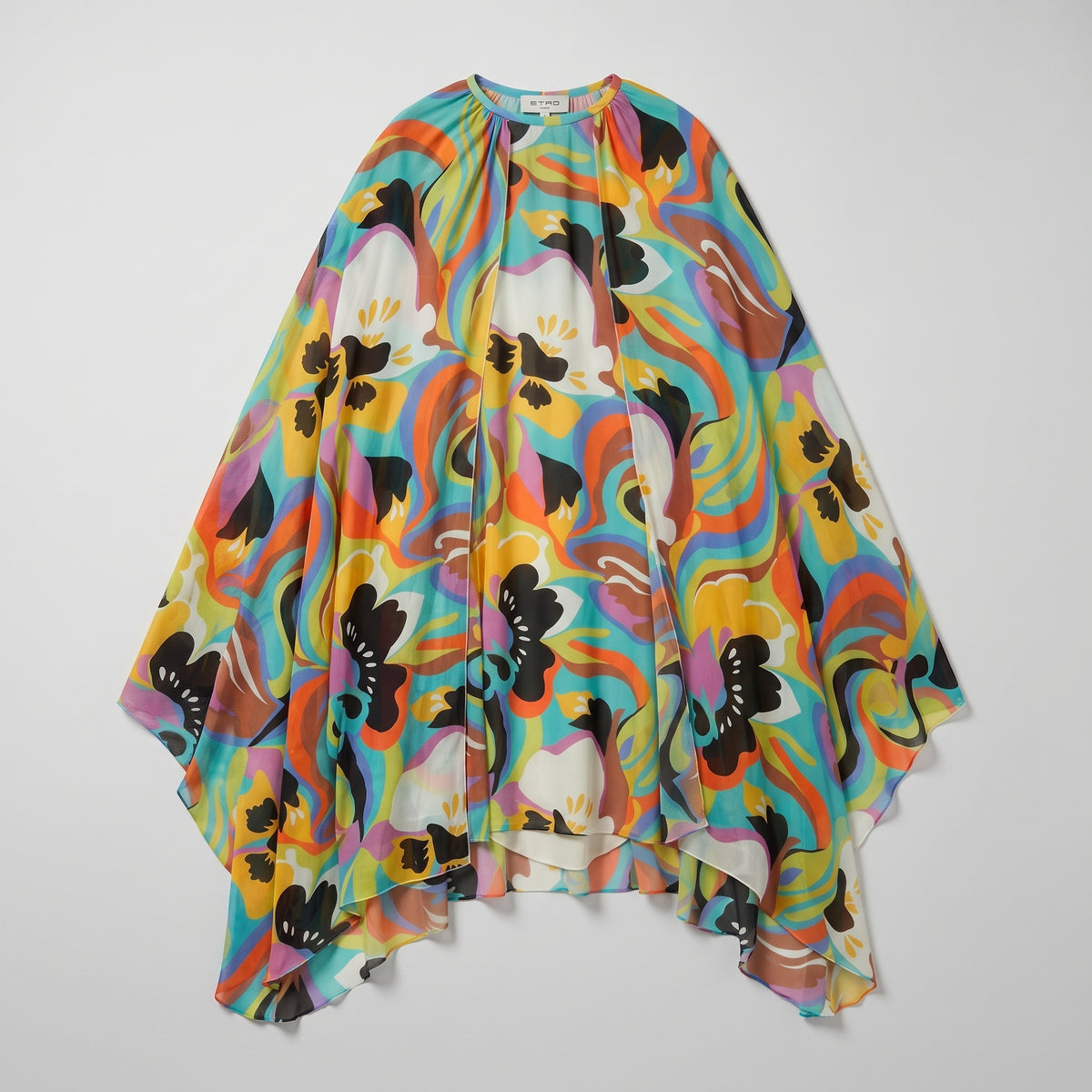 ETRO Psychedelic Floral Silk Kaftan Dress