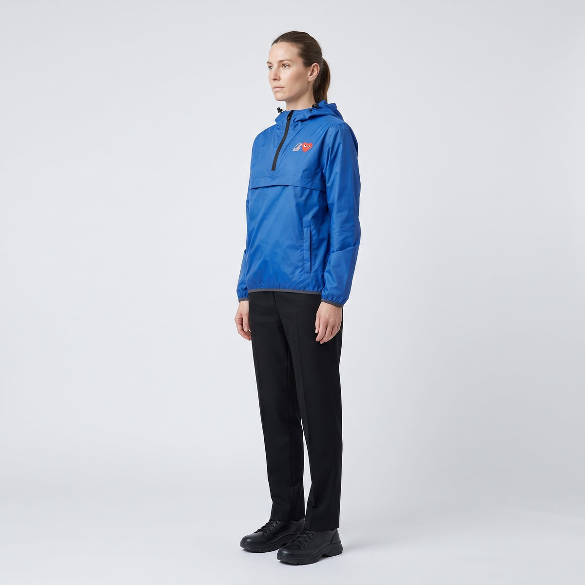 PLAY COMME DES GARCONS Blue Half-Zip Hooded Jacket KWAY X CDG PLAY - view 4