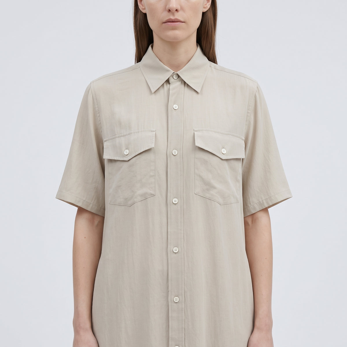 HYKE Minimalist Beige Utility Midi Dress - view 2