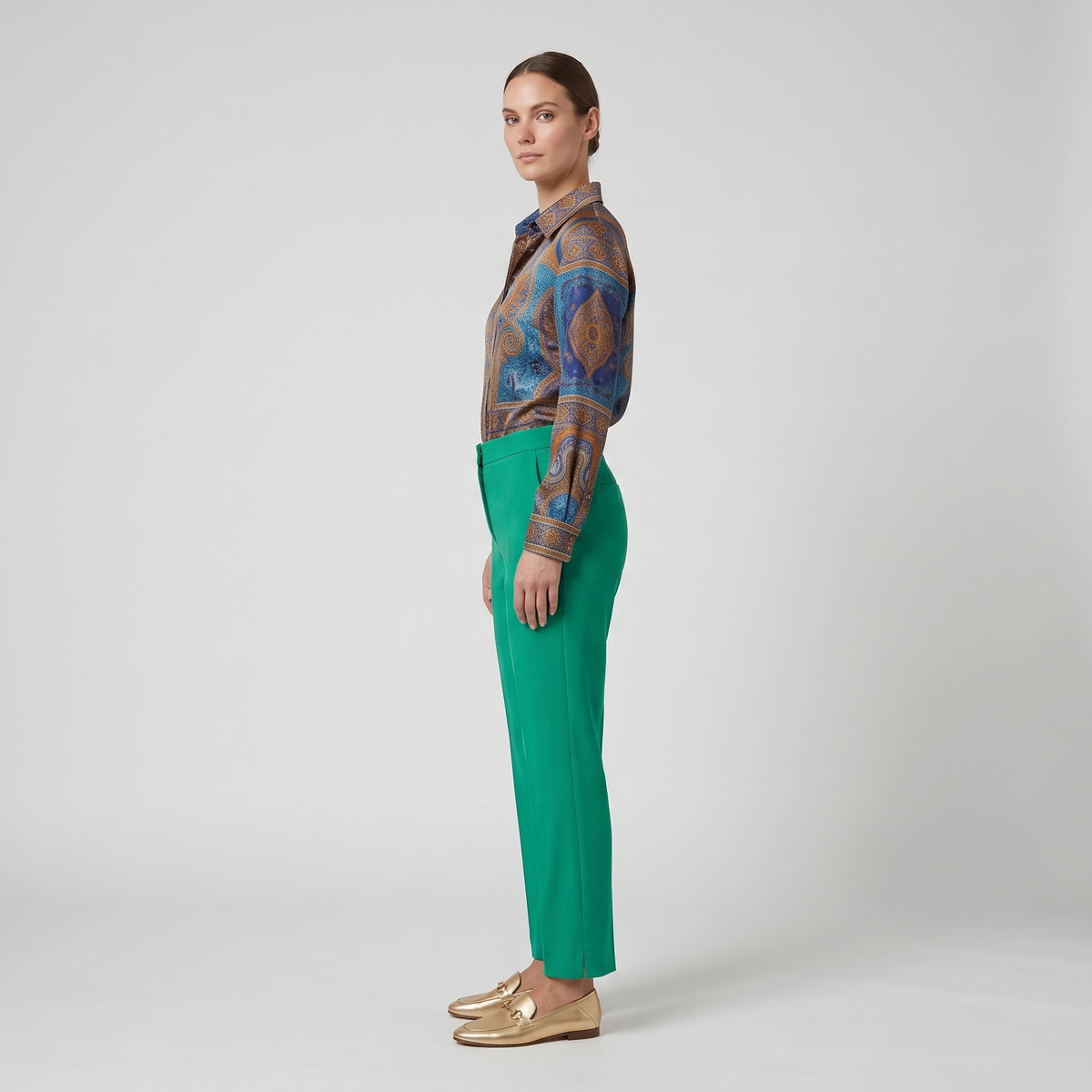 ETRO Vibrant Green Tailored Ankle Trousers - view 4