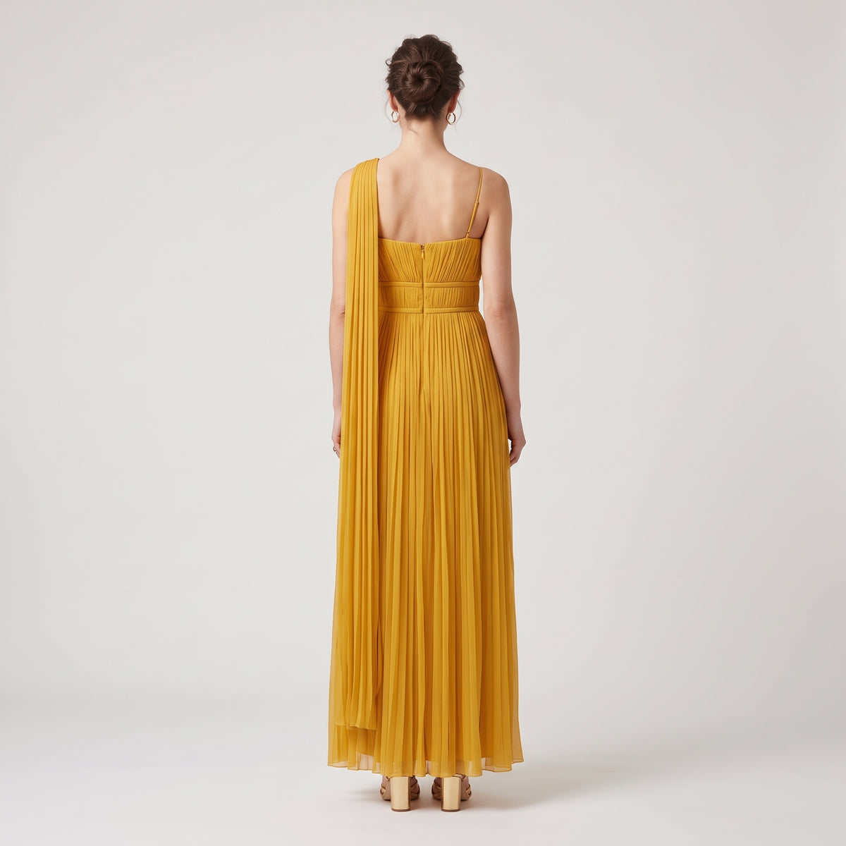 ALBERTA FERRETTI One-Shoulder Pleated Chiffon Dress - view 5