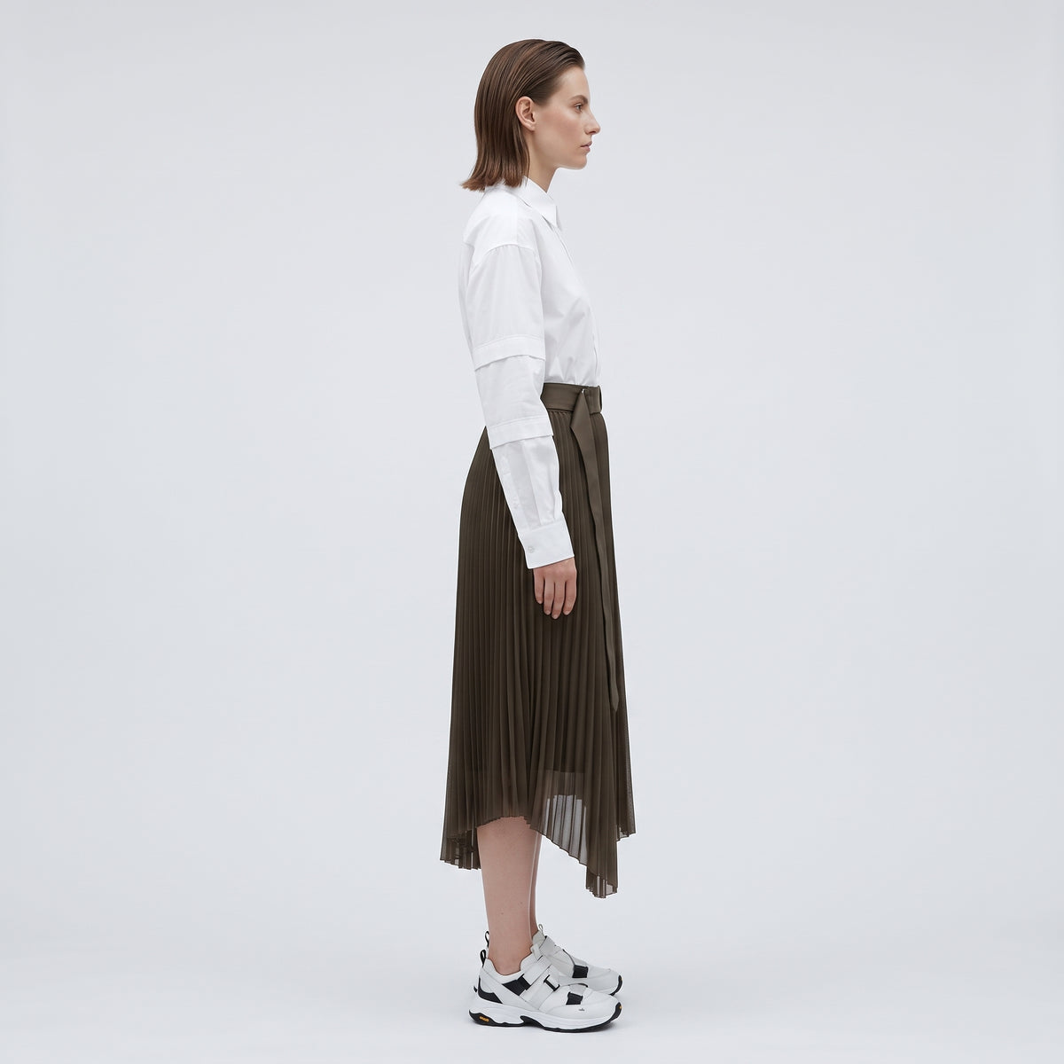 HYKE Belted Asymmetric Pleated Skirt - view 4