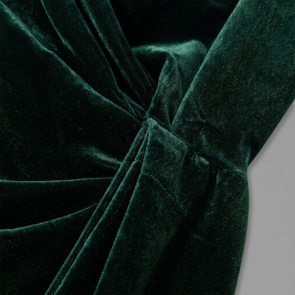 NATAN Draped Emerald Velvet Maxi Dress - view 6