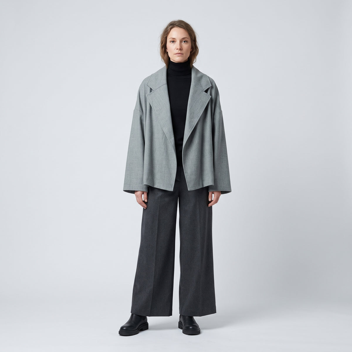 DUSAN Silver Grey Oversized Lapel Jacket - view 3