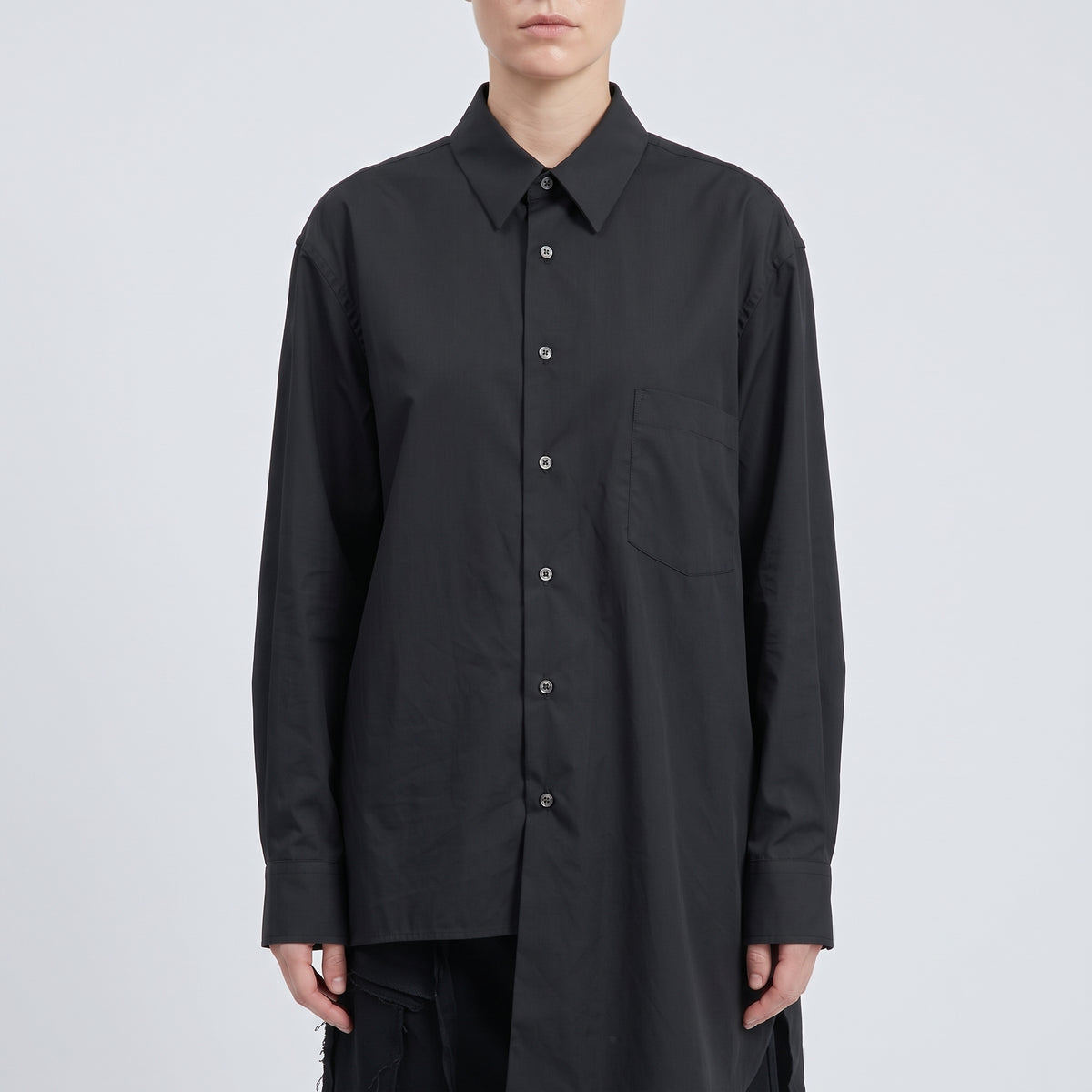 COMME DES GARCONS Asymmetric Hem Cotton Black Shirt - view 2