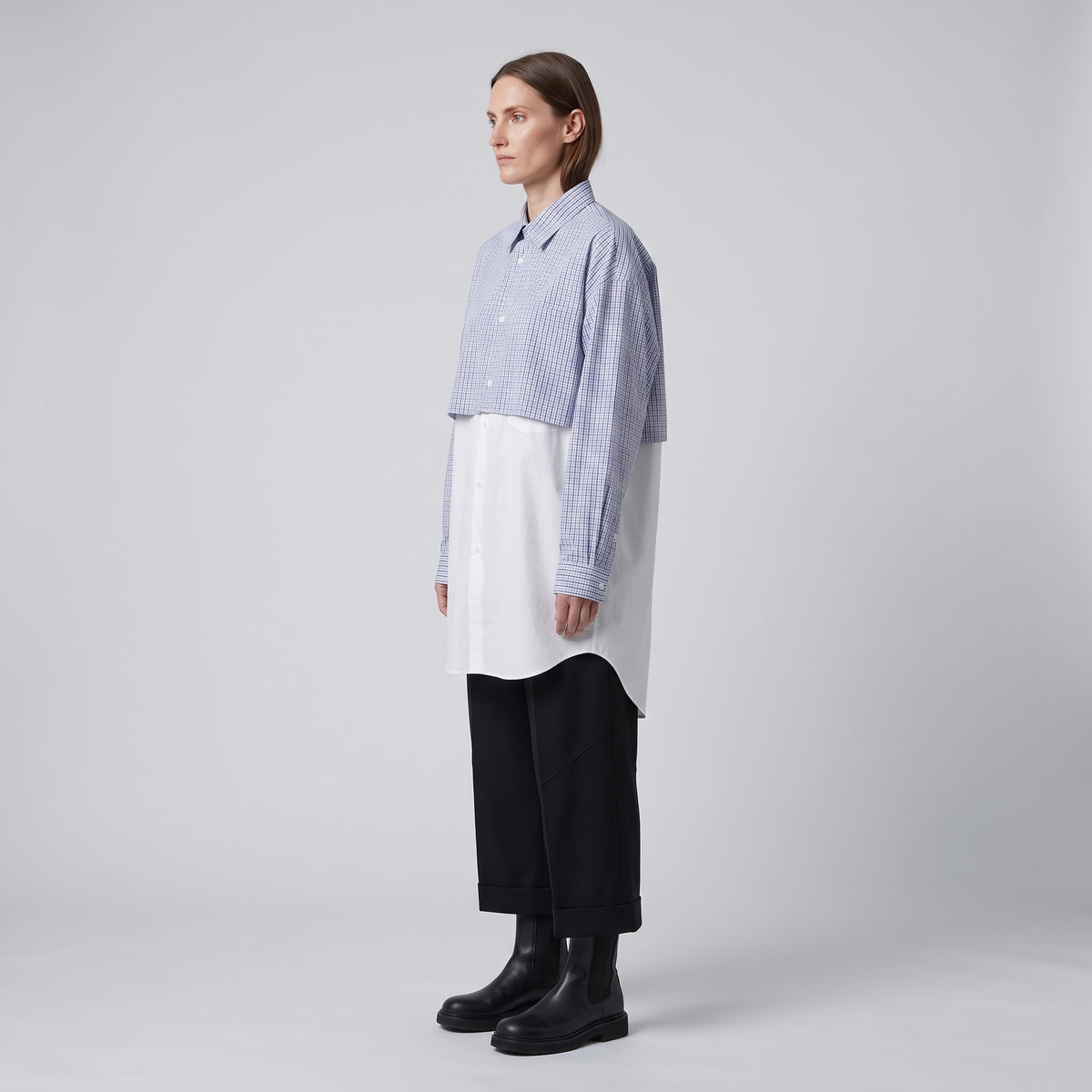 CDG SHIRT Paneled Micro-Check Cotton Shirt - view 4
