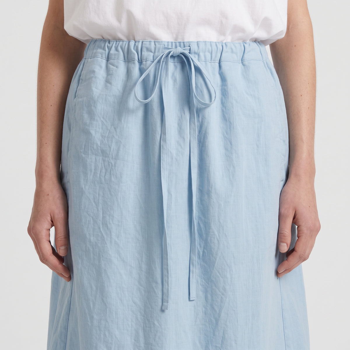 Sky Blue Cotton Midi Skirt