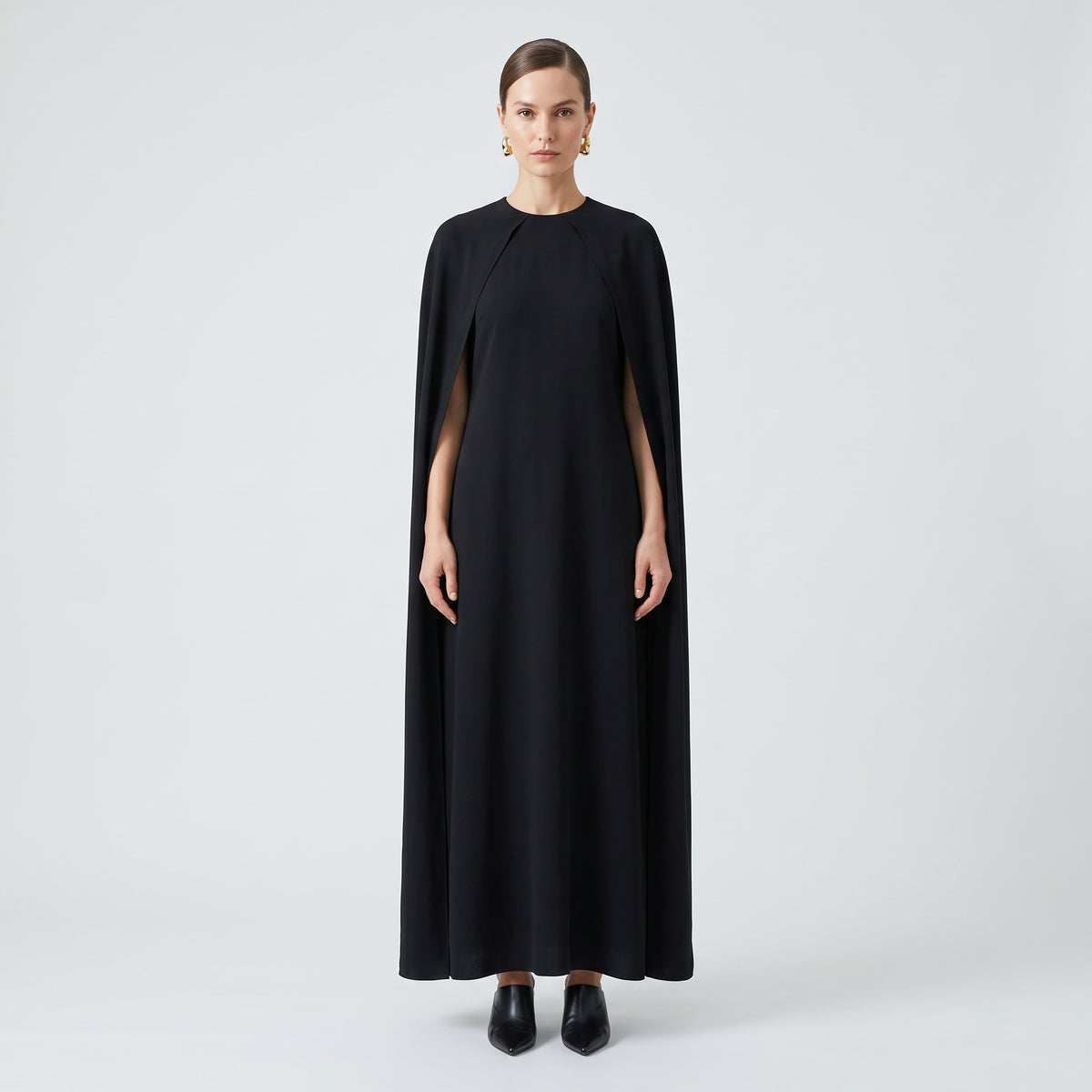 Elegant Black Cape Dress