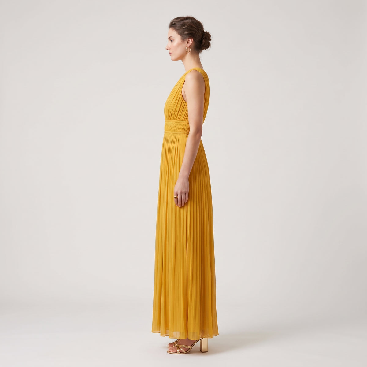 ALBERTA FERRETTI One-Shoulder Pleated Chiffon Dress - view 4