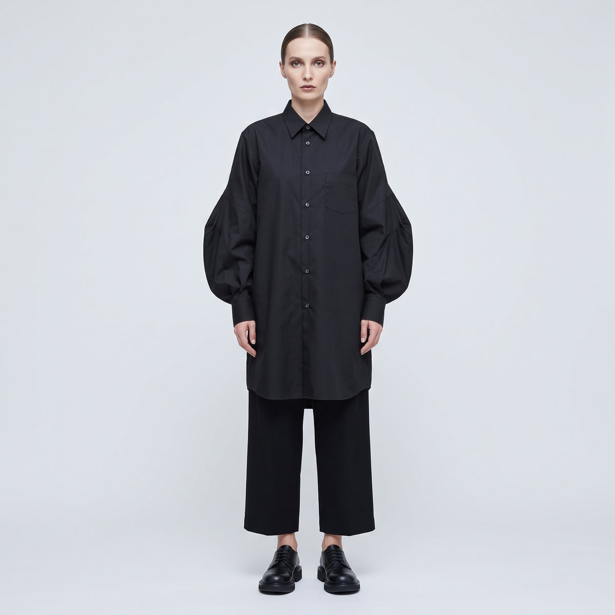 COMME DES GARCONS Structured Sleeve Black Button-Down - view 3