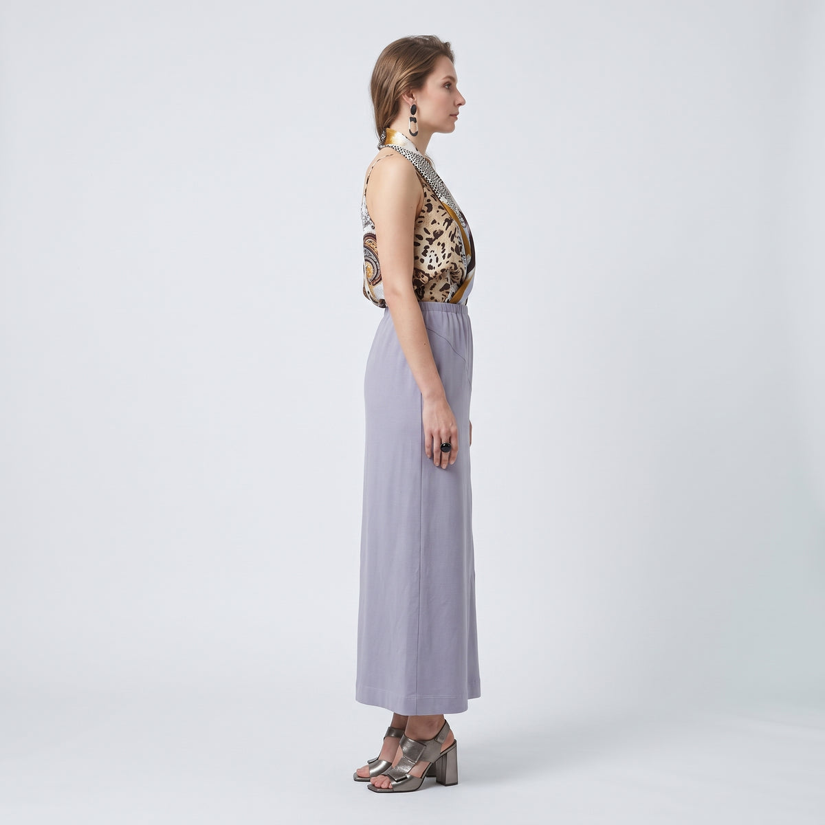Lilac Asymmetric Seam Midi Skirt