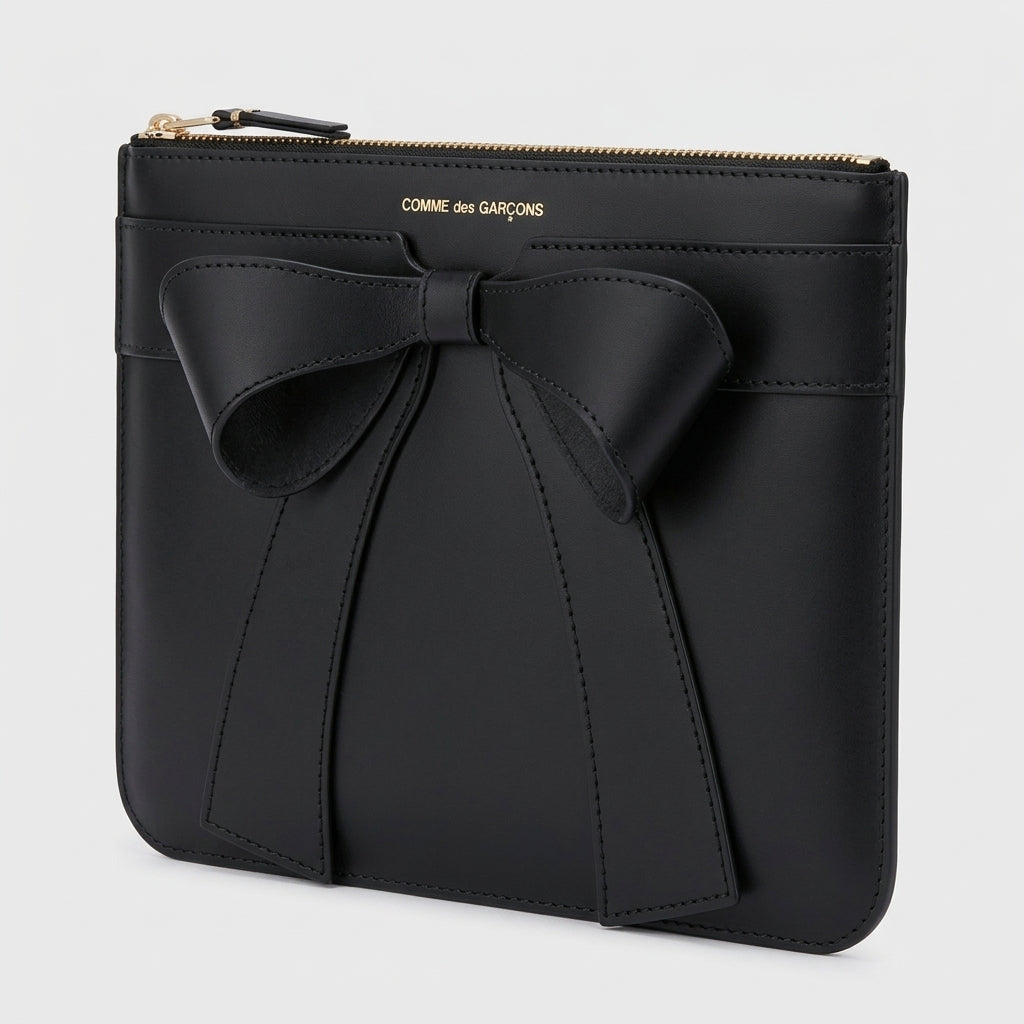 CDG WALLET Large Leather Bow Zip Wallet - view 2