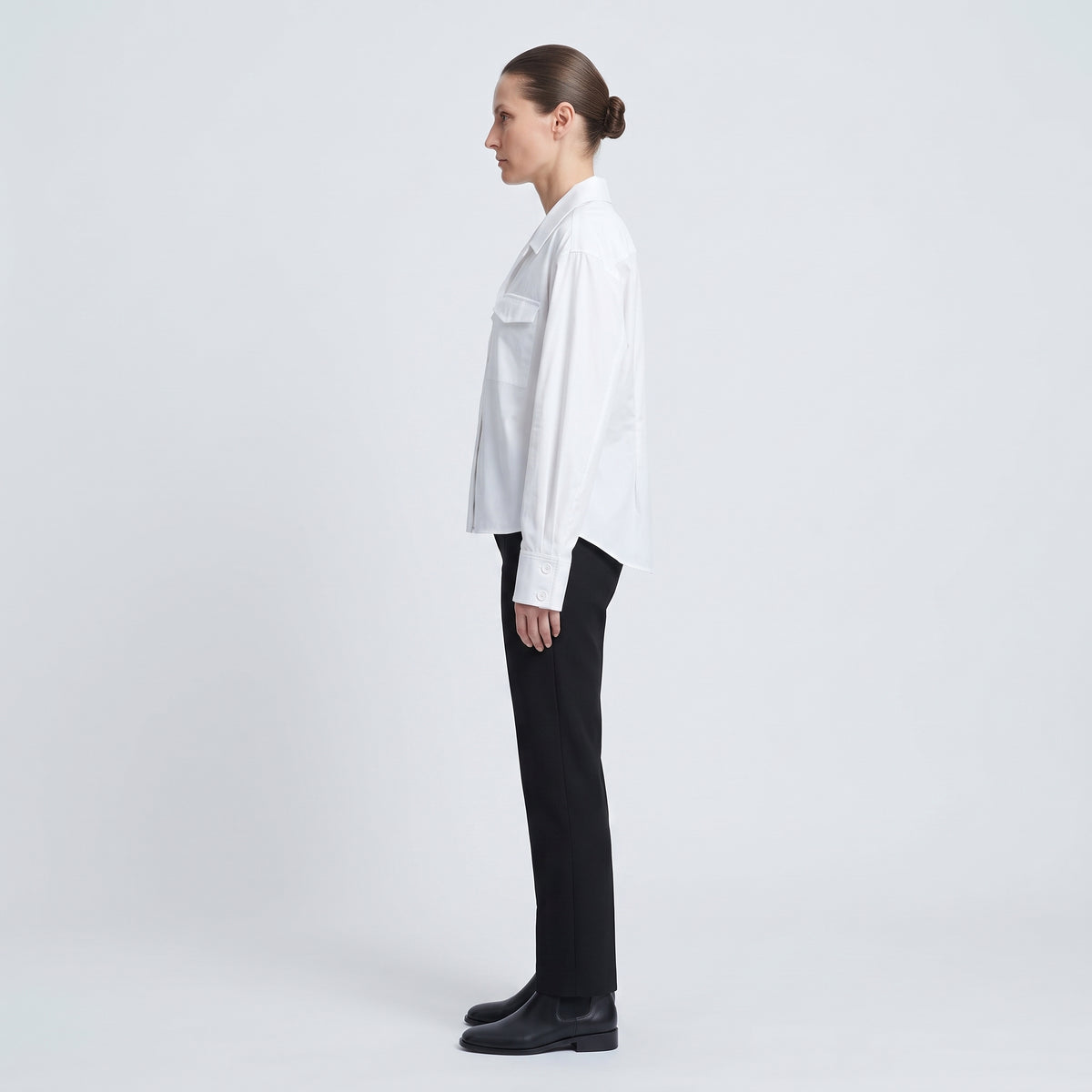 White Cotton Utility Pocket Shirt
