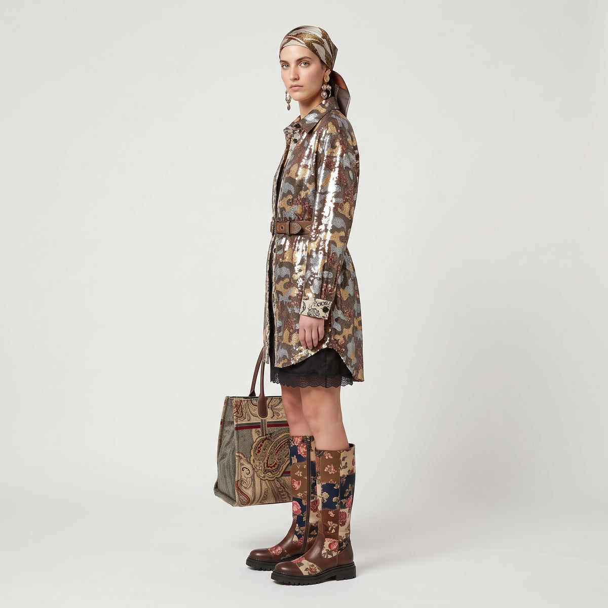 ANTONIO MARRAS Sequined Camouflage Oversized Shirt - view 4