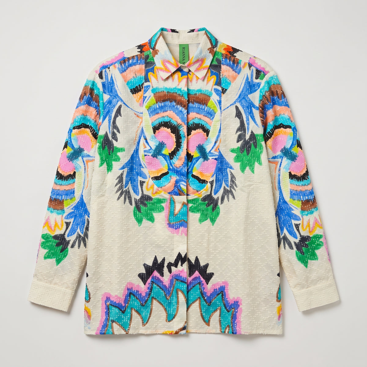 RIANNA NINA Vibrant Art Print Textured Blouse
