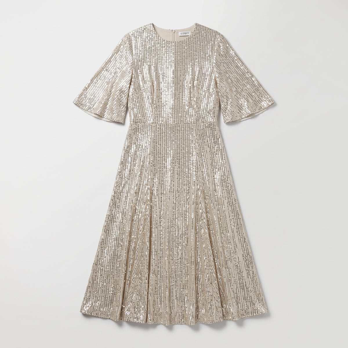 Silver Sequin Midi Dress