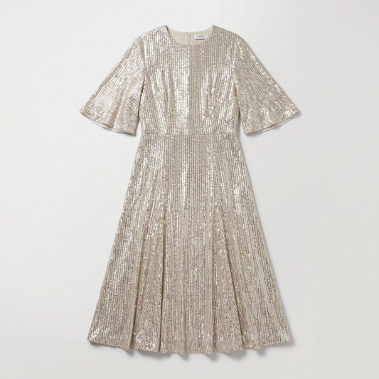 Silver Sequin Midi Dress