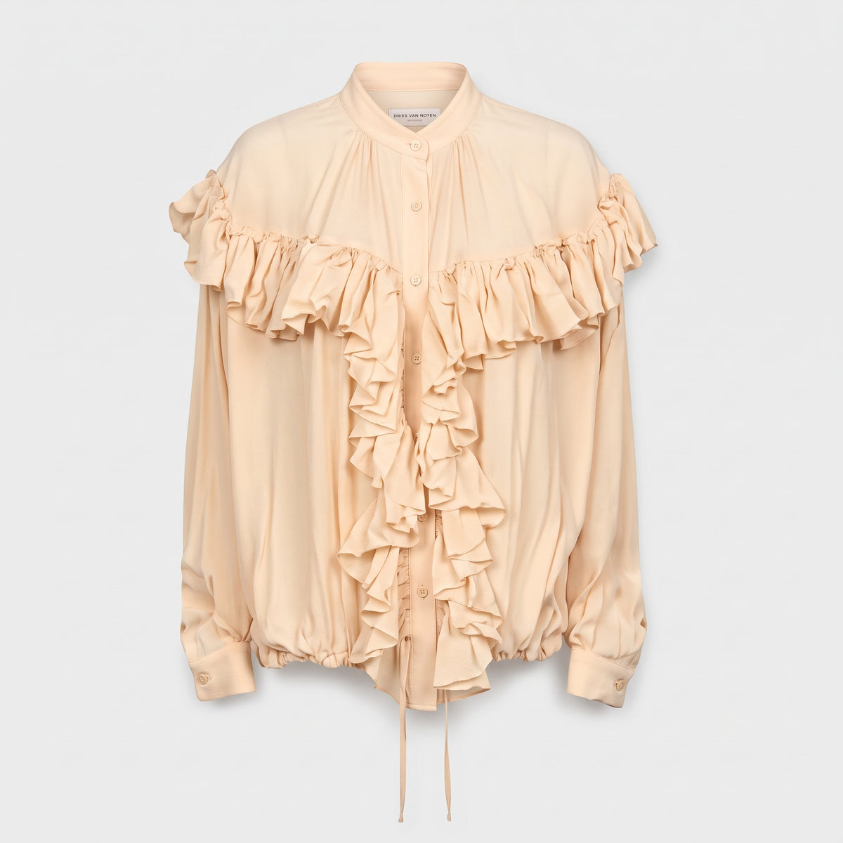 Ivory Ruffled Silk Blouse