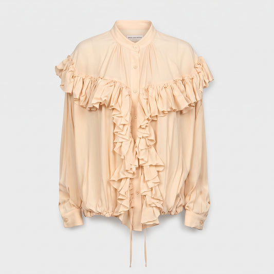 Ivory Ruffled Silk Blouse