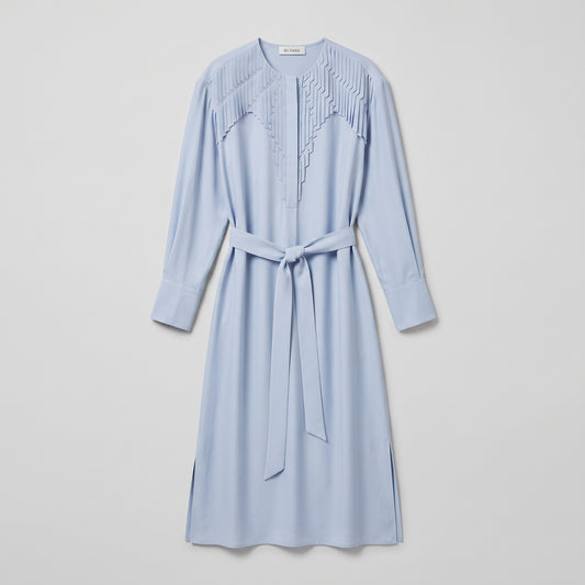 BY FANG Pleated Belted Midi Dress