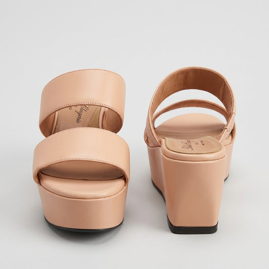 Pink Leather Platform Sandals