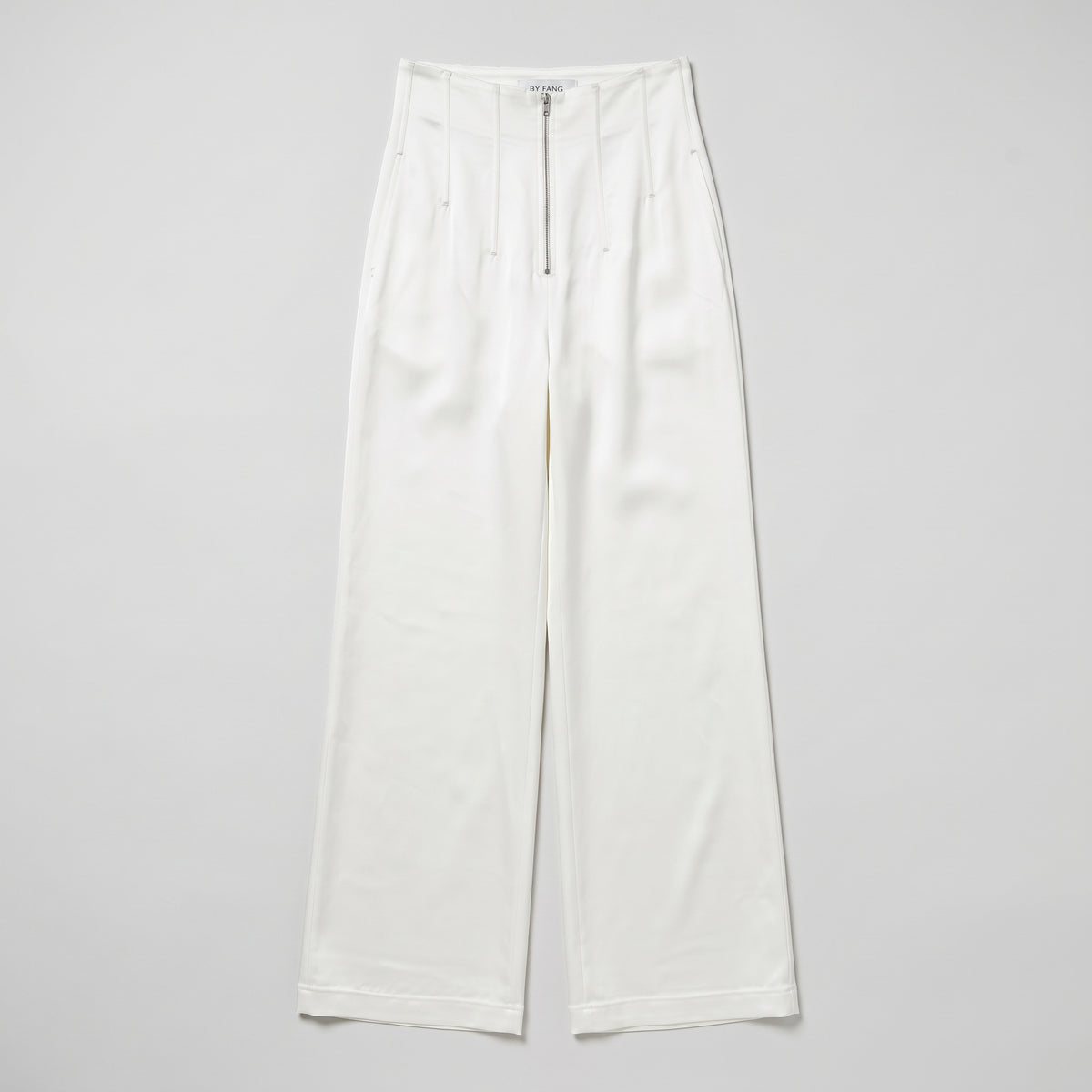 BY FANG Cream High-Waisted Wide-Leg Trousers