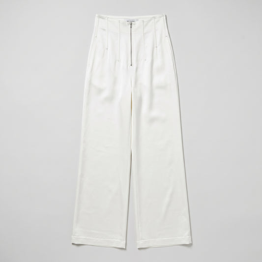 BY FANG Cream High-Waisted Wide-Leg Trousers
