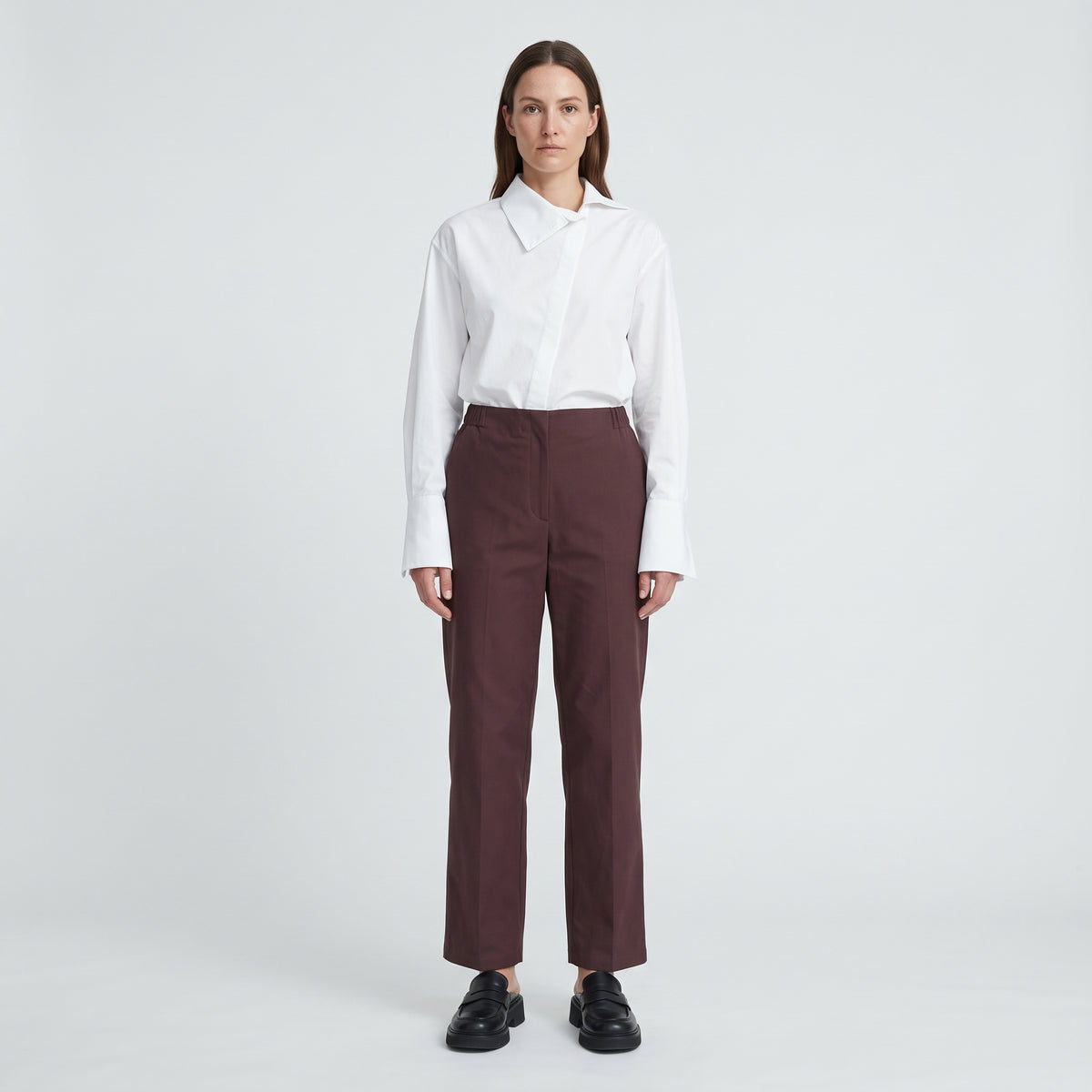 CM.100 Burgundy Tailored Straight Leg Trousers - view 3