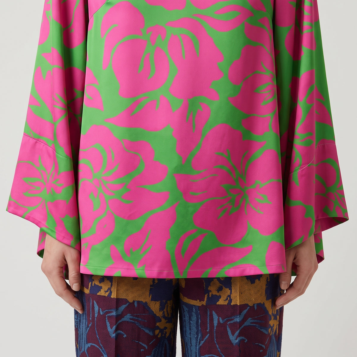 Vibrant Pink Floral Satin Top