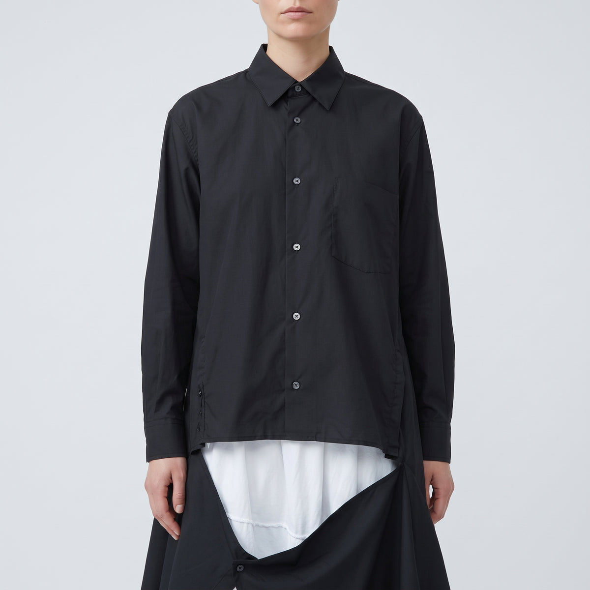 COMME DES GARCONS Asymmetric Layered Cotton Shirt - view 2