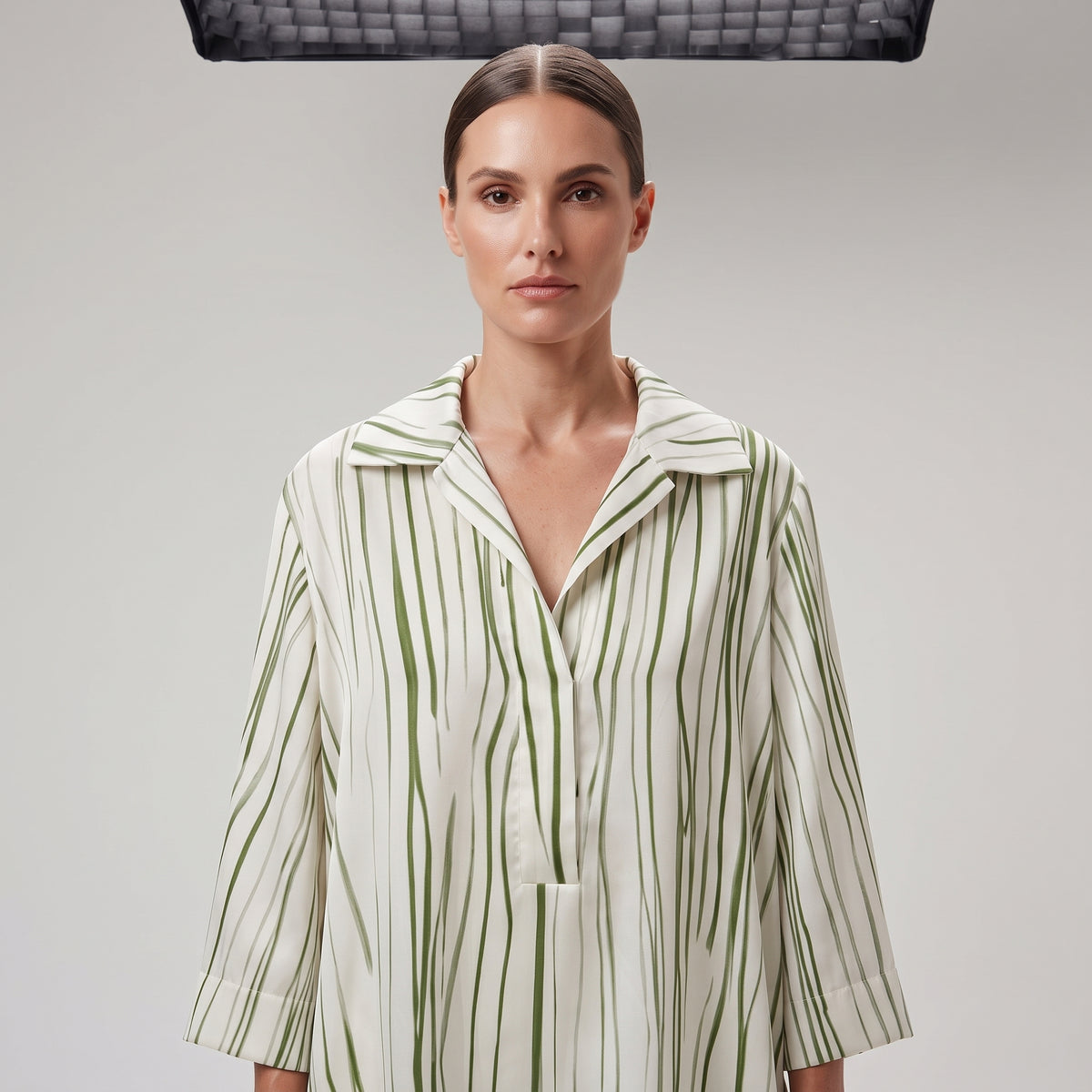 Striped Off-White Green Blouse
