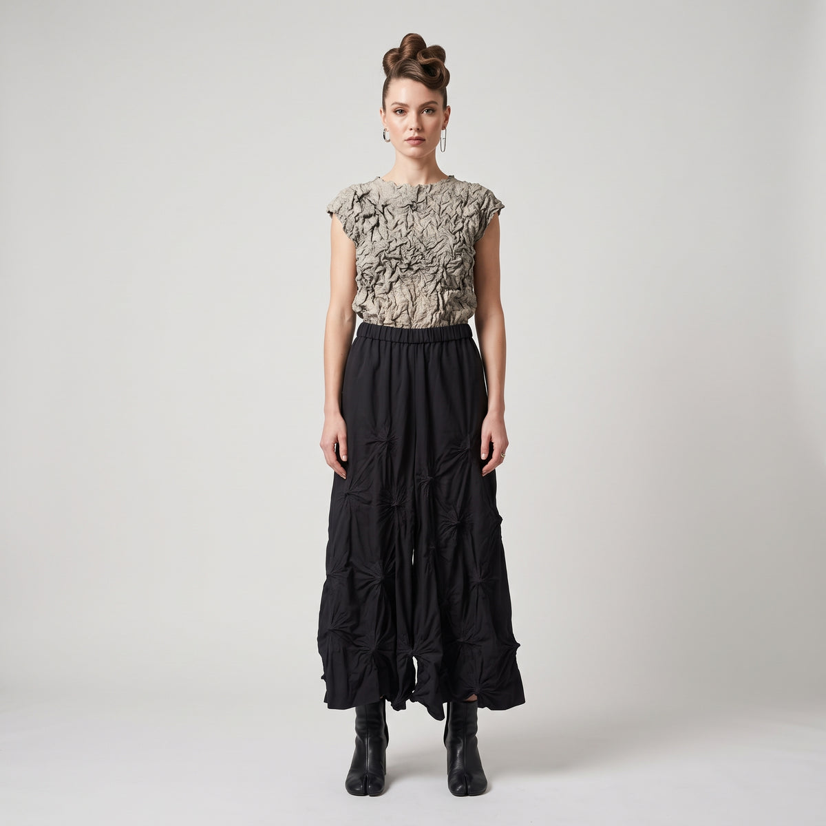 BUNZABURO Textured Shibori Wide Leg Pants - view 3
