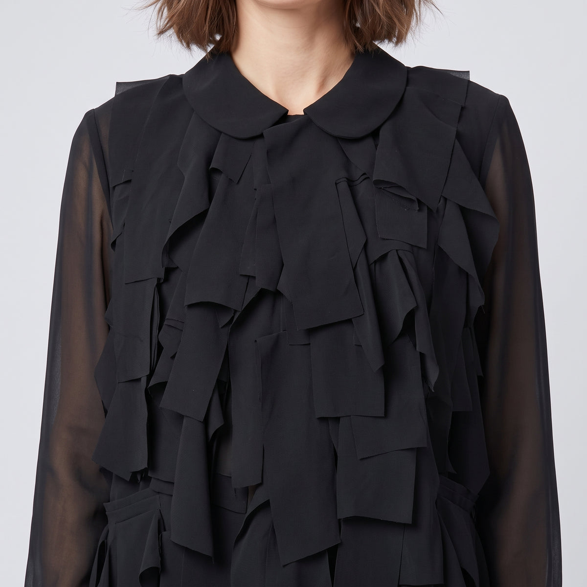 Sheer Cascading Ribbon Blouse