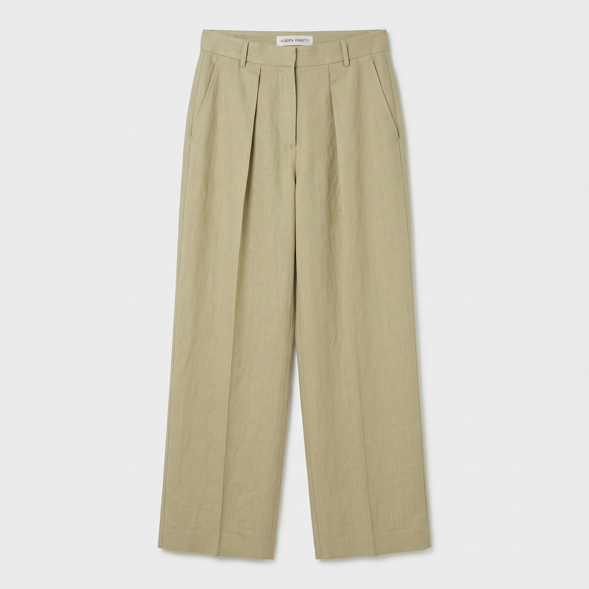 Pleated Wide Leg Linen Trousers