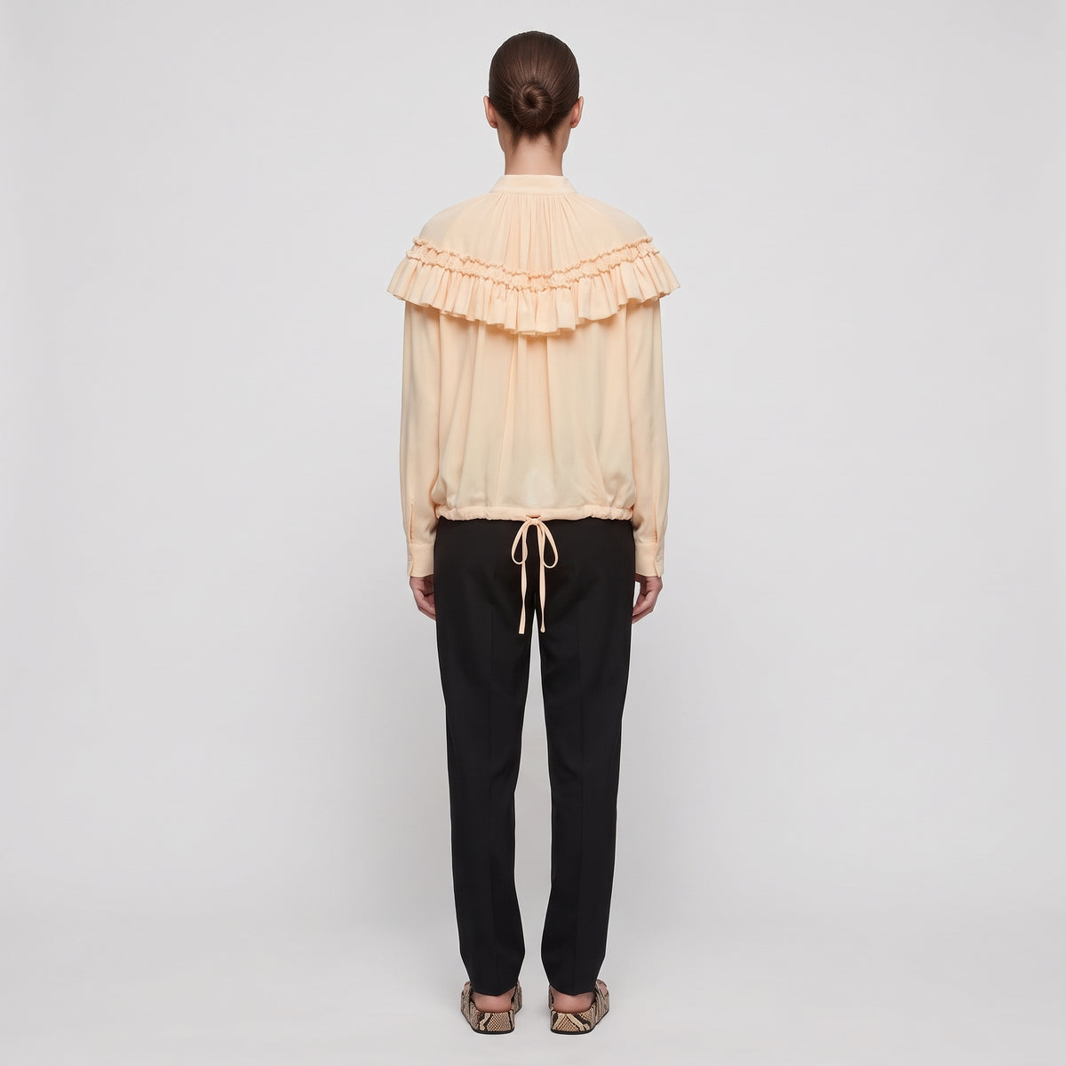 Ivory Ruffled Silk Blouse