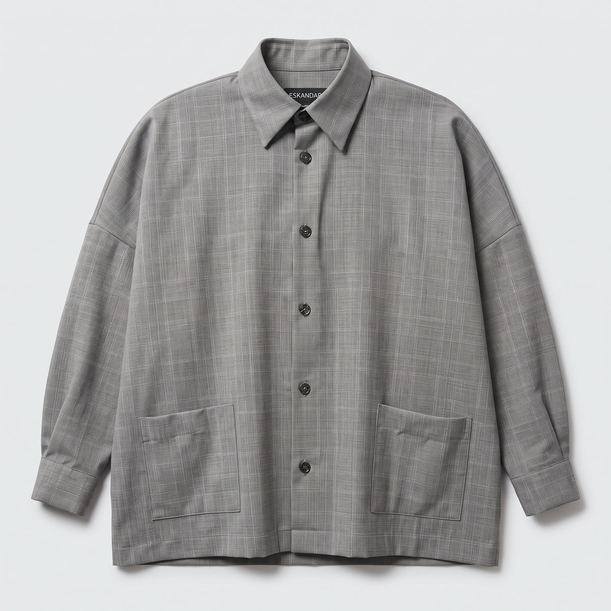 Grey Plaid Oversized Shirt Jacket