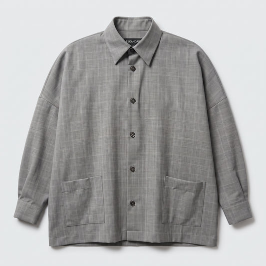 Grey Plaid Oversized Shirt Jacket