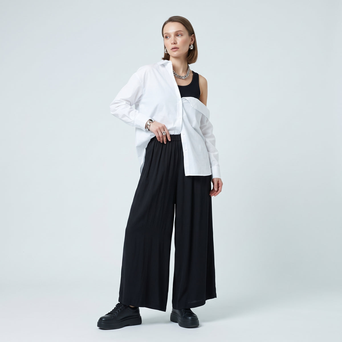 CDG CDG Minimalist Wide Leg Black Trousers - view 2