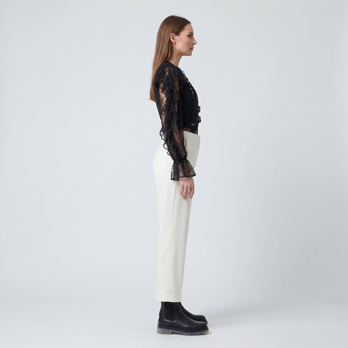 Ivory Tailored Cropped Trousers