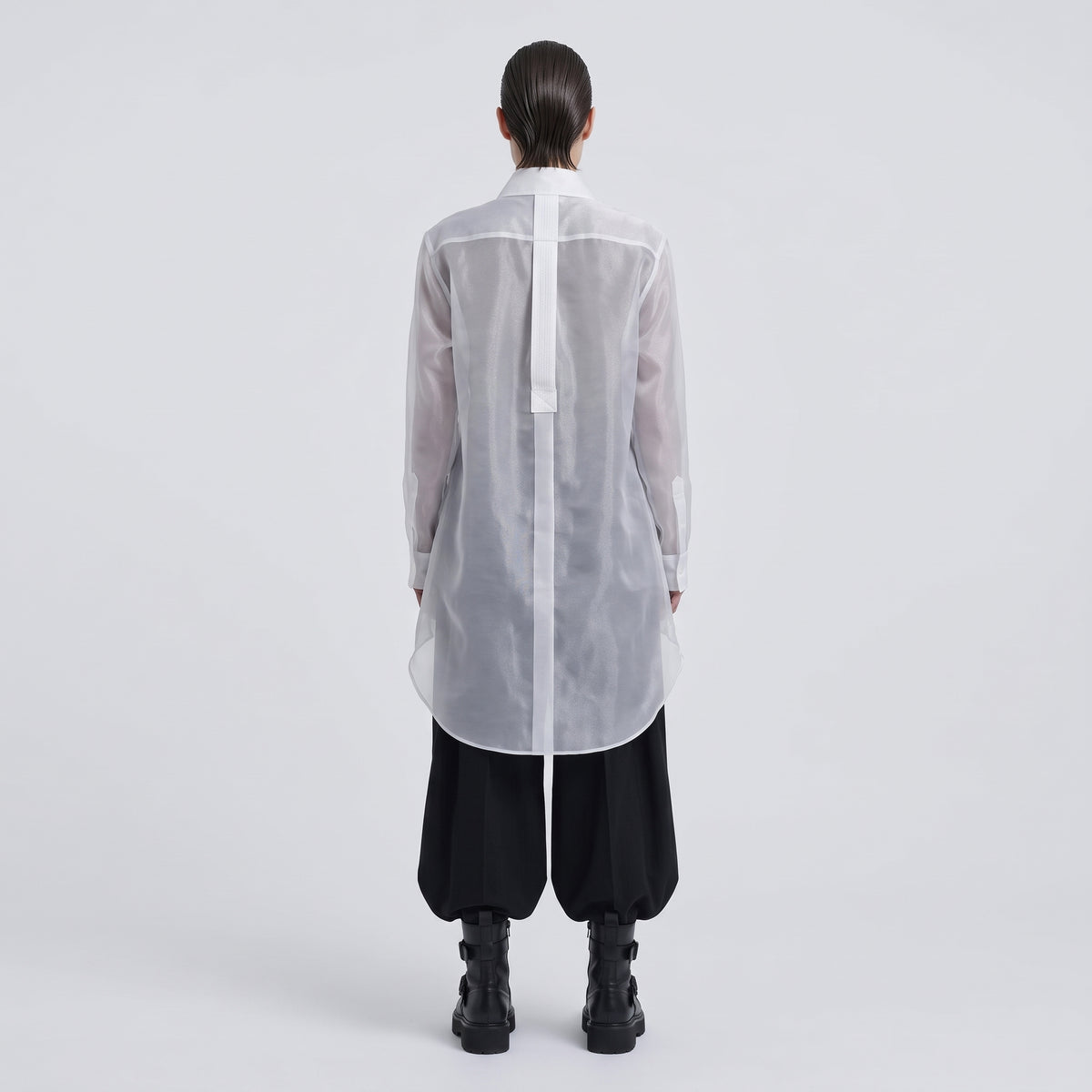 COMME DES GARCONS Classic White Cotton Longline Shirt - view 5