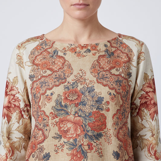 Floral Tapestry Long Sleeve Top